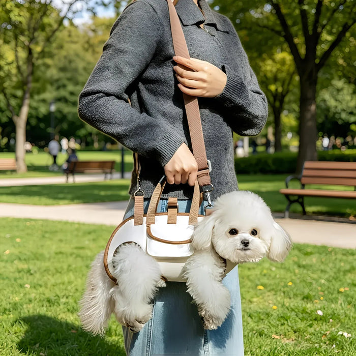 Oxford Fabric Pet Three-in-One Travel System: Horizontal Back Design Protects Spine, Four-Leg Separation, Three Uses in One: Kennel, Backpack, and Leash/M size [recommended weight 8-13 kg]