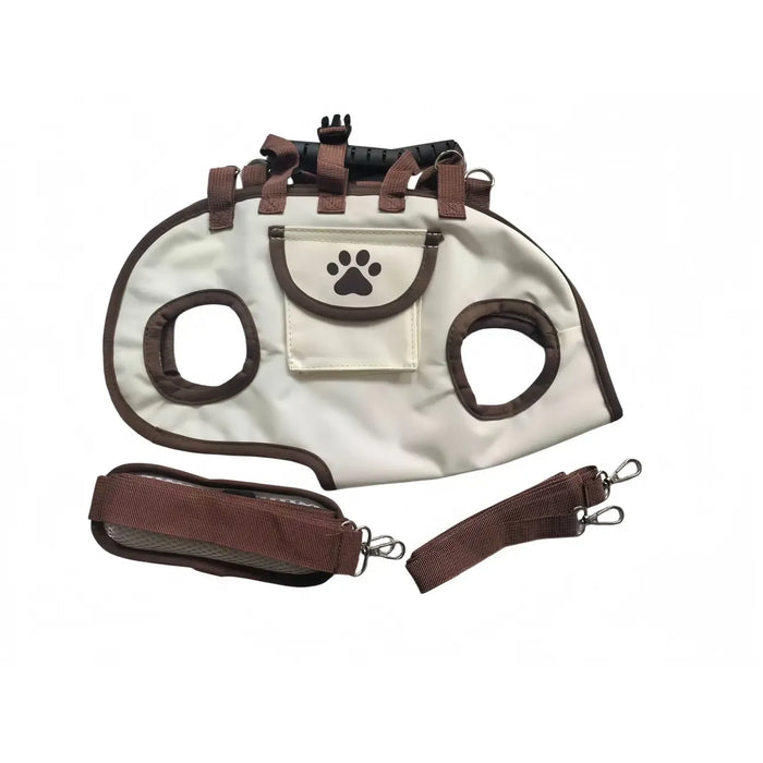 Oxford Fabric Pet Three-in-One Travel System: Horizontal Back Design Protects Spine, Four-Leg Separation, Three Uses in One: Kennel, Backpack, and Leash/M size [recommended weight 8-13 kg]