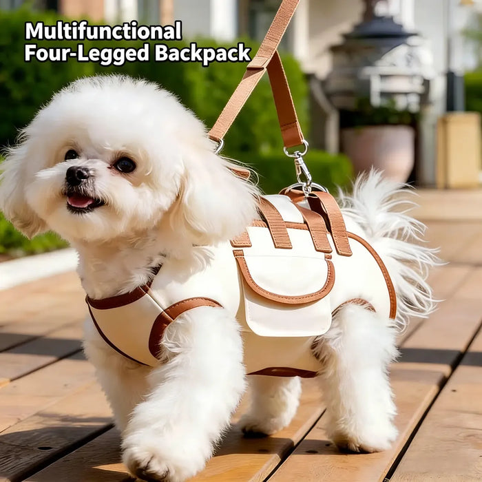 Oxford Fabric Pet Three-in-One Travel System: Horizontal Back Design Protects Spine, Four-Leg Separation, Three Uses in One: Kennel, Backpack, and Leash/L size [recommended weight 14-18kg]
