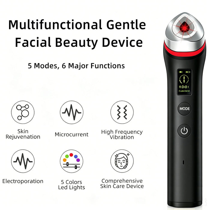 Beauty Device: Red and Blue Light, Home Use, Portable, Vibrating, Multi-Functional, with Voice Guidance, 5-Color Light Therapy, Eye Massage, Eye Care Device/"Upgrade" pink beauty introducer