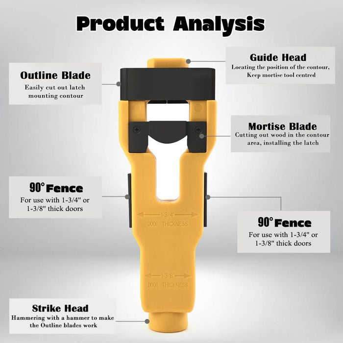 Door Latch Chisel Positioning Tool: Precise Positioning Without Measurement, Easy Installation With Less Effort/ORANGE