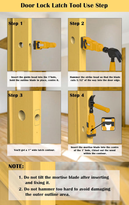 Door Latch Chisel Positioning Tool: Precise Positioning Without Measurement, Easy Installation With Less Effort/BLUE