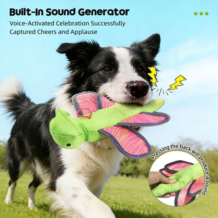 Bouncy Flying Bug (Captain Dragonfly) Pet Interactive Toy: Launch and Sound Effects with 360° Rotation, Bite-Resistant Oxford Fabric for Fun Between Pets and Owners