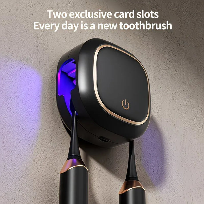 Smart UV Toothbrush Sterilizer Holder: No-Drilling Dual-Slot Storage, One-Button Sterilization Saves Space/WHITE