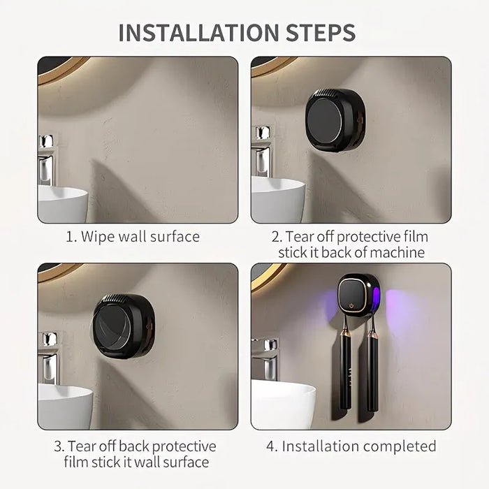 Smart UV Toothbrush Sterilizer Holder: No-Drilling Dual-Slot Storage, One-Button Sterilization Saves Space/WHITE