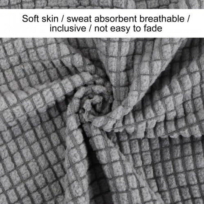 Square Ottoman Cover Stretch Jacquard Polyester Slipcover With Elastic Non Slip Band For Living Room Dark Gray, 80 to 100 cm