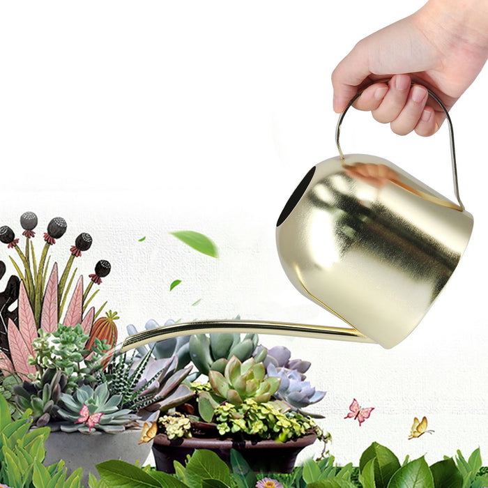 1000ML Watering Can Indoor Vintage Stainless Steel Succulent Flowers Plants Watering Kettle Pot Gold