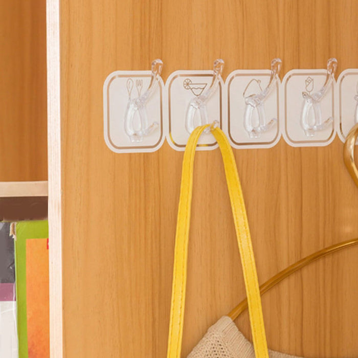 6PCS Acrylic Adhesive Hook Wall Mount Traceless Drilling Free Strong Bearing Capacity for Kitchen Bathroom White