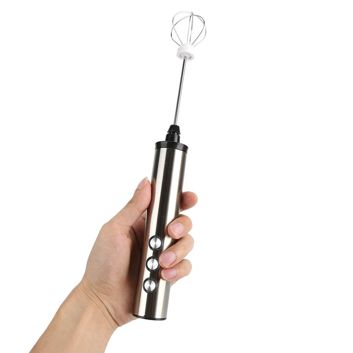 Stainless Steel Milk Frother USB Charging Handheld Electric Egg Beater for Home Kitchen