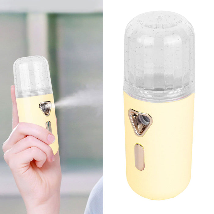 30ml Mini Facial Humidifier Portable Nano Atomization USB Charging Face Mist SprayerYellow