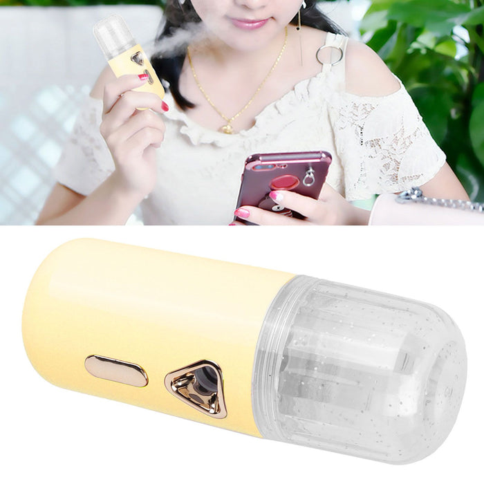 30ml Mini Facial Humidifier Portable Nano Atomization USB Charging Face Mist SprayerYellow