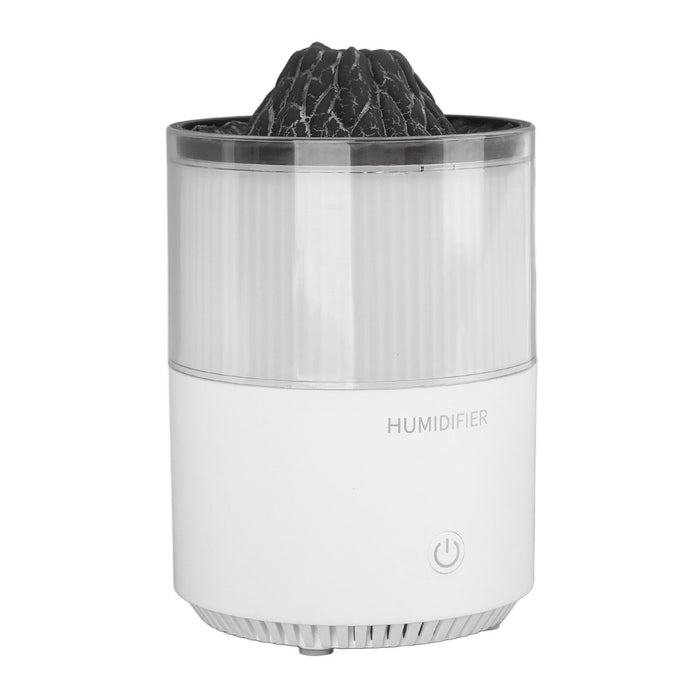 Essential Oil Diffuser Humidifier Simulation Volcano 200ml with Colorful Light Low Noise Desktop Humidifier for Home Bedroom Office White