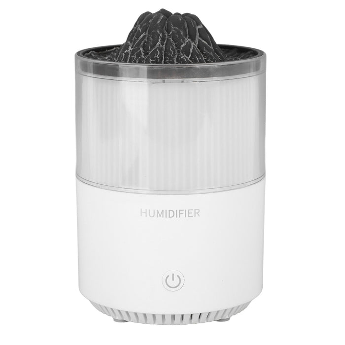 Essential Oil Diffuser Humidifier Simulation Volcano 200ml with Colorful Light Low Noise Desktop Humidifier for Home Bedroom Office White