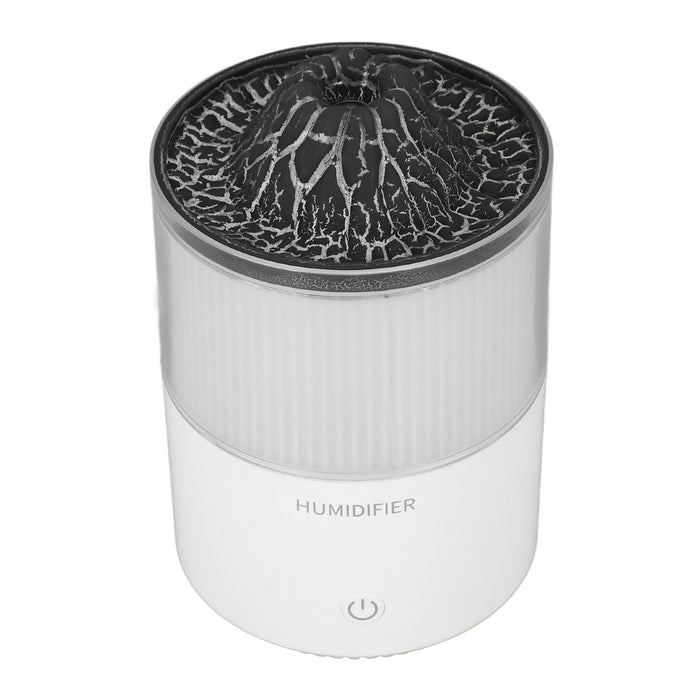Essential Oil Diffuser Humidifier Simulation Volcano 200ml with Colorful Light Low Noise Desktop Humidifier for Home Bedroom Office White
