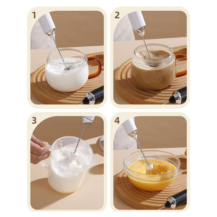 Electric Egg Frother Multifunctional Cordless Handheld Milk Frother for Household Kitchen Baking Coffee White