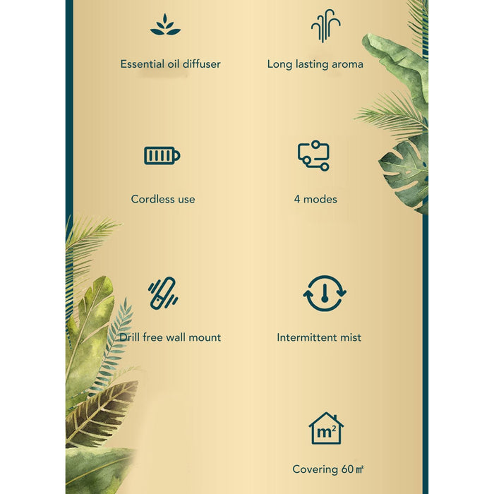 Essential Oil Diffuser 80ml 5W Air Diffuser Rechargeable 4 Modes Timer Magnet 60 Sq Meter Multifunctional Aromatherapy Diffuser Blue