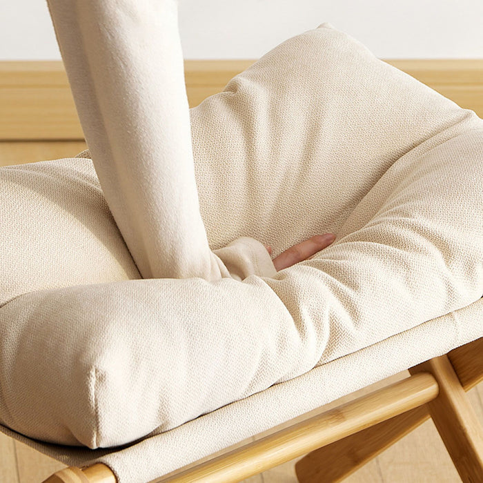 Foot Stool Foldable X Leg Modern Multifunctional Foot Rest with Soft Cushion for Living Room Bedroom Office Beige