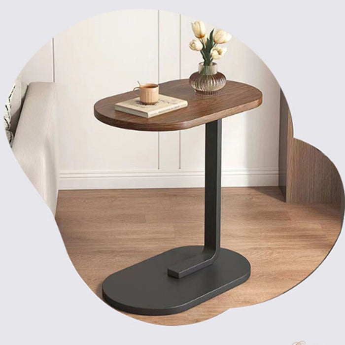 Sofa Side Table Modern Simple Portable for Living Room Bedroom Walnut Color Black Frame