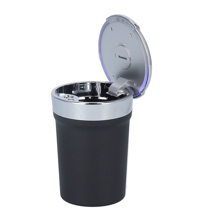 Car Ashtray ABS Portable Cylinder Shape Ash Tray with Blue LED Light for Travel Office