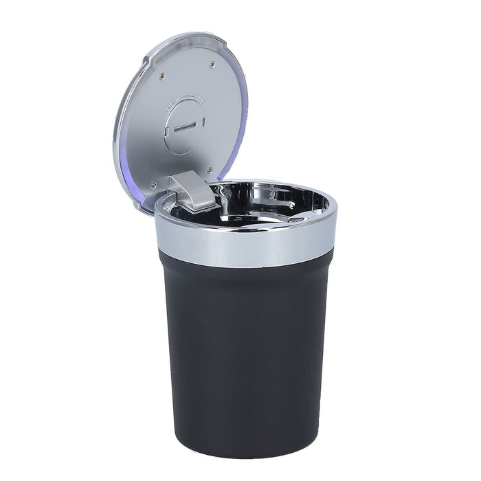 Car Ashtray ABS Portable Cylinder Shape Ash Tray with Blue LED Light for Travel Office