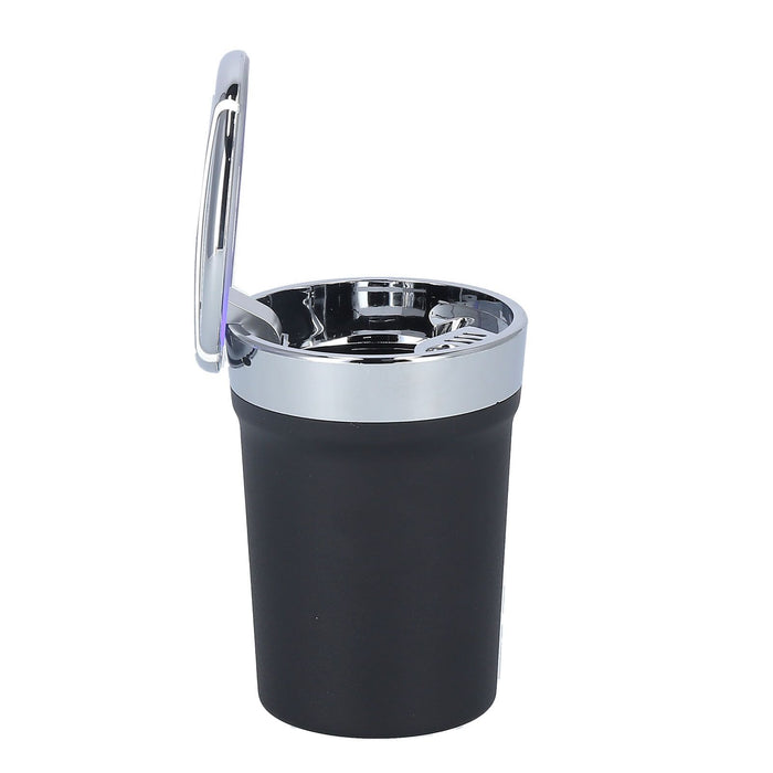 Car Ashtray ABS Portable Cylinder Shape Ash Tray with Blue LED Light for Travel Office