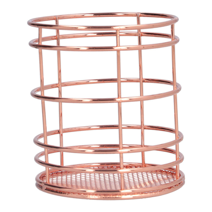 Round Hollow Chopstick Cage Multifunctional Desktop Pen Holder Organizer for Home KitchenRose Gold (J13454CP)