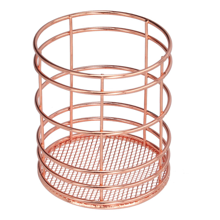 Round Hollow Chopstick Cage Multifunctional Desktop Pen Holder Organizer for Home KitchenRose Gold (J13454CP)