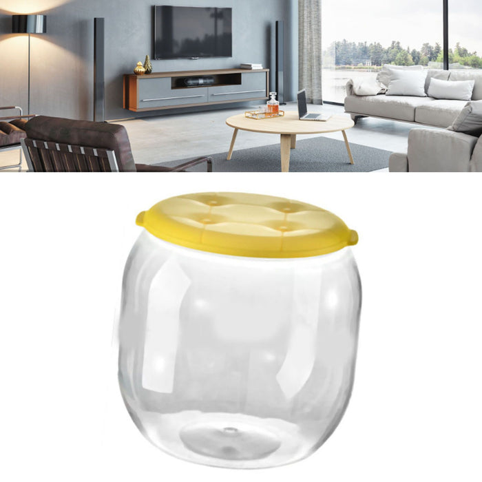 Toy Storage Stool Multipurpose Innovative Round Shape Transparent Storage Stool for Home Living Room Entryway Yellow