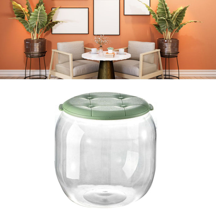 Toy Storage Stool Multipurpose Innovative Round Shape Transparent Storage Stool for Home Living Room Entryway Green