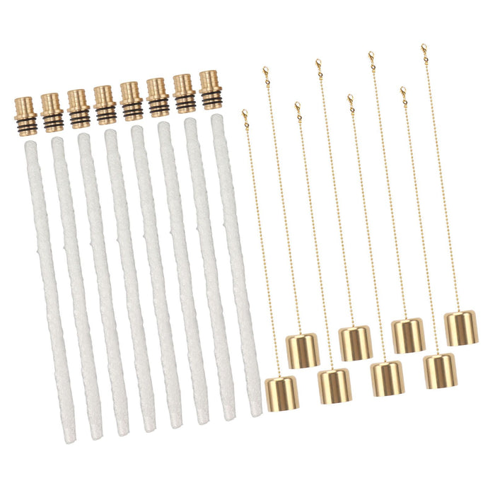 8Pack Wine Bottle Torch Kit Long Life Torch Wicks Brass Torch Wick Holders Caps Wine Bottle Torch for Garden Patio