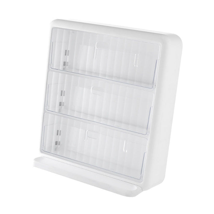 Wall Mounted Coffee Capsule Holder Clear Acrylic Compact Tea Bag Storage Rack for Office L Two Layer Without Grids + One Layer with Three Compartments
