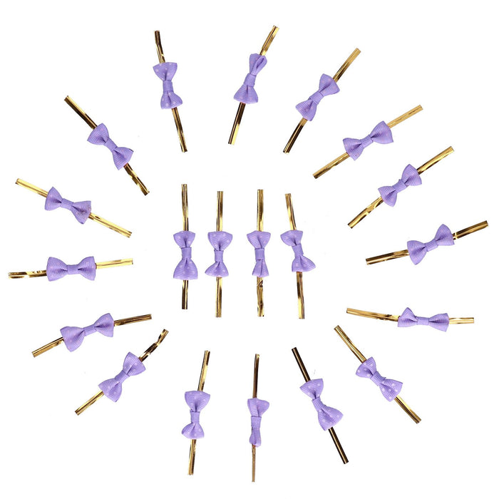 20pcs Bow Knot Twist Ties Biscuits Cookies DIY Baking Bag Ties for Gift Wrapping Weddings PartiesPurple