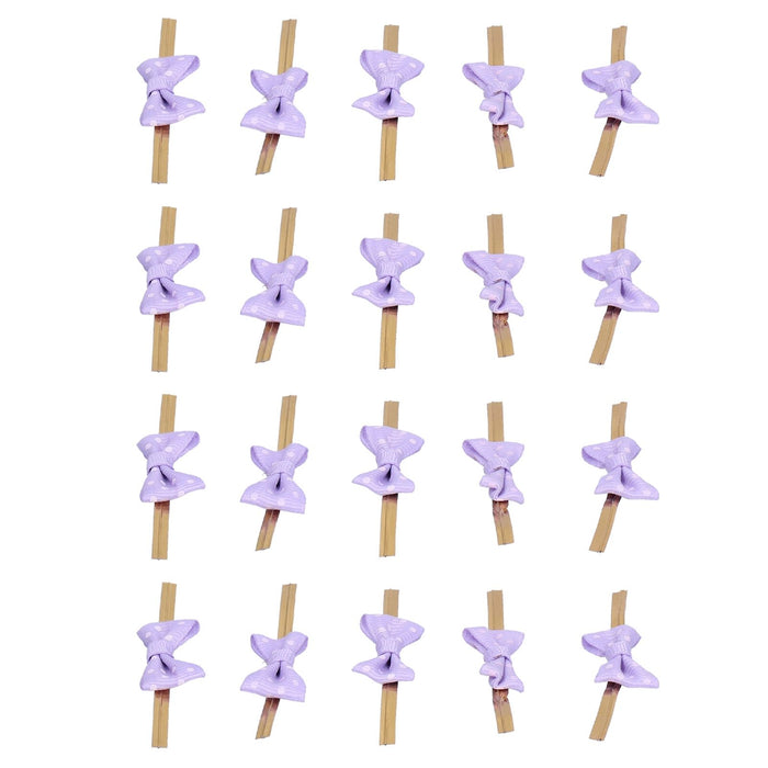 20pcs Bow Knot Twist Ties Biscuits Cookies DIY Baking Bag Ties for Gift Wrapping Weddings PartiesPurple