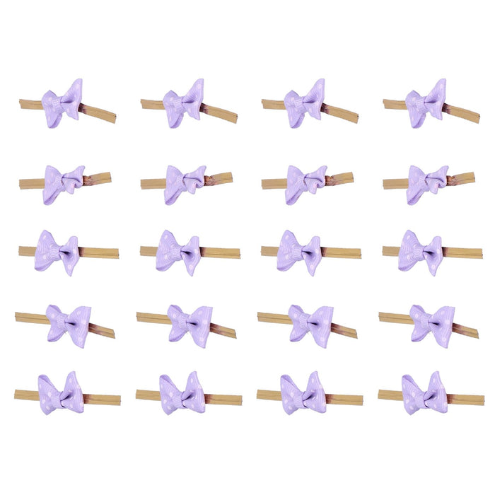 20pcs Bow Knot Twist Ties Biscuits Cookies DIY Baking Bag Ties for Gift Wrapping Weddings PartiesPurple