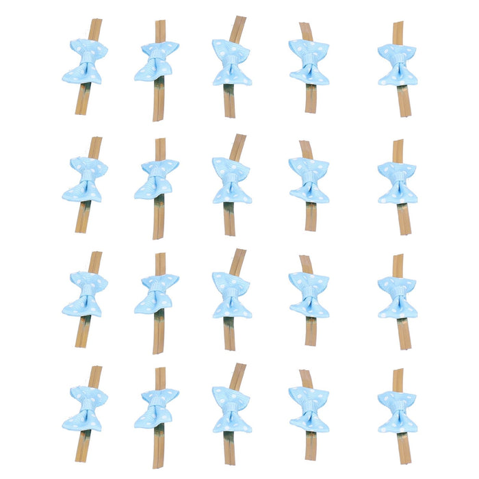 20pcs Bow Knot Twist Ties Biscuits Cookies DIY Baking Bag Ties for Gift Wrapping Weddings PartiesBlue