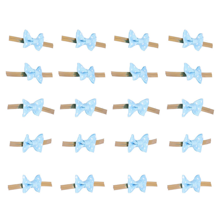 20pcs Bow Knot Twist Ties Biscuits Cookies DIY Baking Bag Ties for Gift Wrapping Weddings PartiesBlue