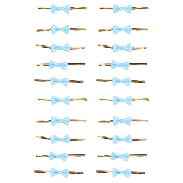 20pcs Bow Knot Twist Ties Biscuits Cookies DIY Baking Bag Ties for Gift Wrapping Weddings PartiesBlue