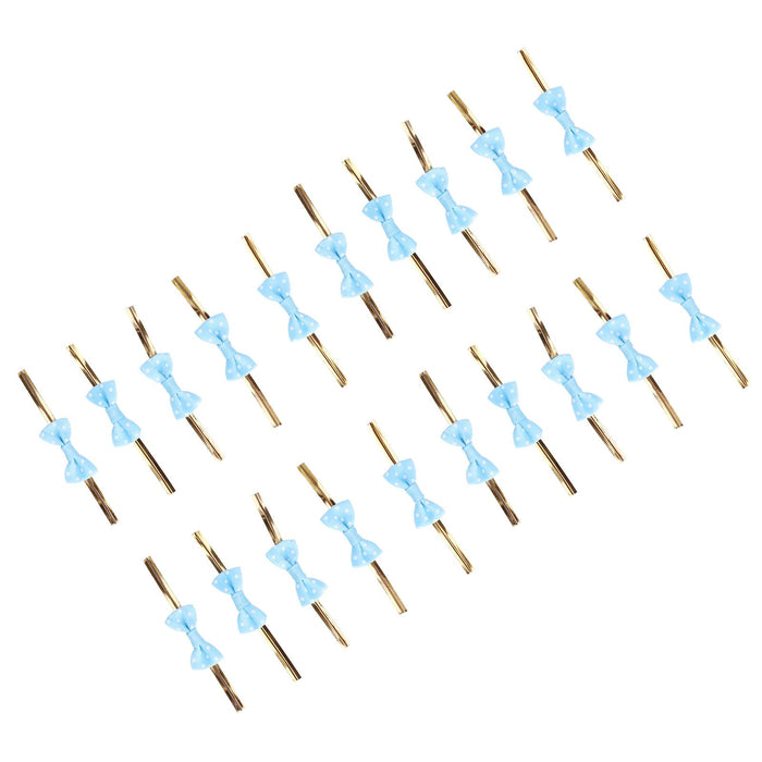 20pcs Bow Knot Twist Ties Biscuits Cookies DIY Baking Bag Ties for Gift Wrapping Weddings PartiesBlue