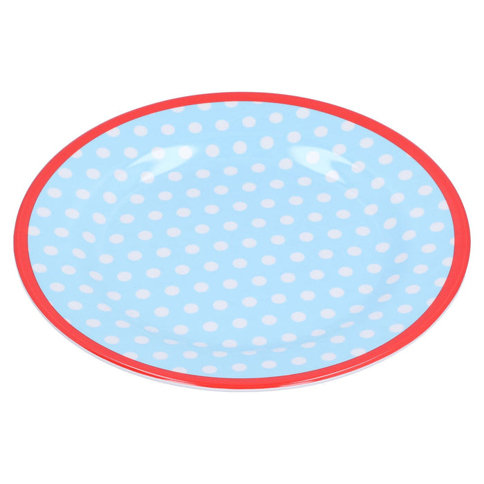 9in Imitation Porcelain Dinner Plate Decorative Reusable Snack Plate Lightweight Tableware for Cakes FruitLight Blue Dot