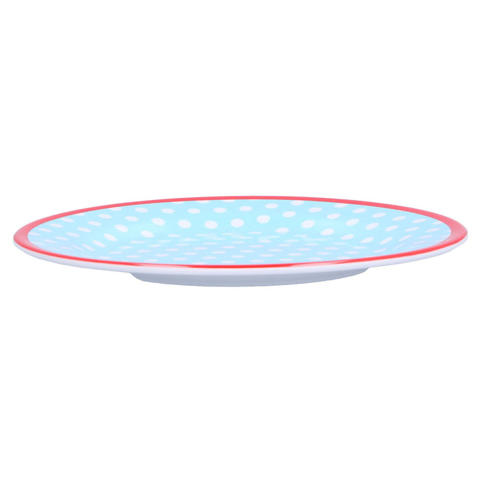 9in Imitation Porcelain Dinner Plate Decorative Reusable Snack Plate Lightweight Tableware for Cakes FruitLight Blue Dot