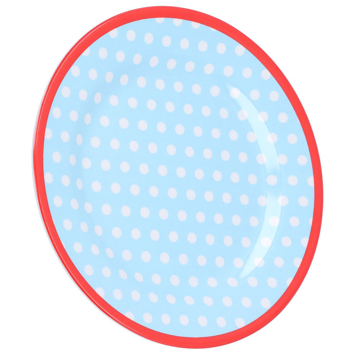 9in Imitation Porcelain Dinner Plate Decorative Reusable Snack Plate Lightweight Tableware for Cakes FruitLight Blue Dot