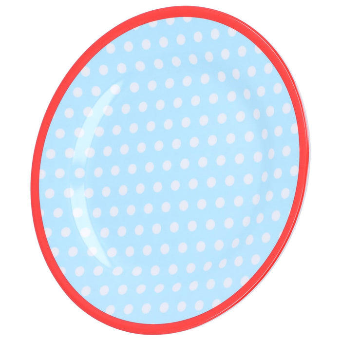 9in Imitation Porcelain Dinner Plate Decorative Reusable Snack Plate Lightweight Tableware for Cakes FruitLight Blue Dot