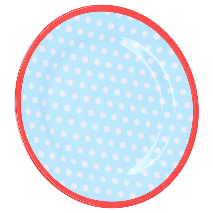 9in Imitation Porcelain Dinner Plate Decorative Reusable Snack Plate Lightweight Tableware for Cakes FruitLight Blue Dot