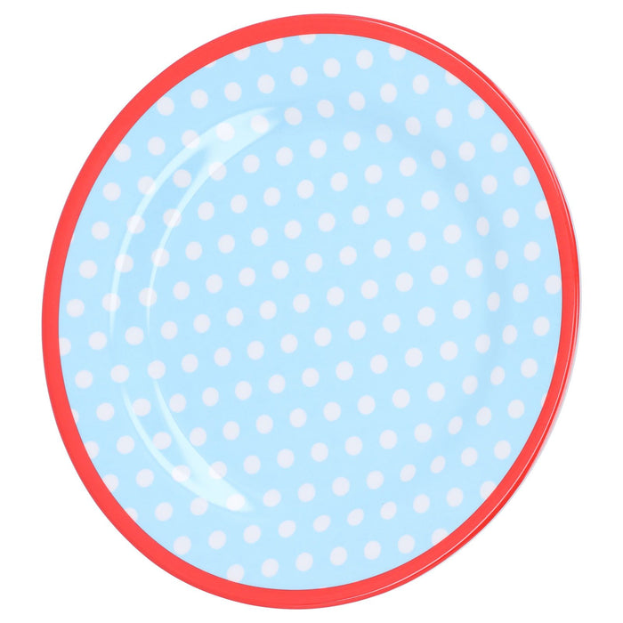 9in Imitation Porcelain Dinner Plate Decorative Reusable Snack Plate Lightweight Tableware for Cakes FruitLight Blue Dot