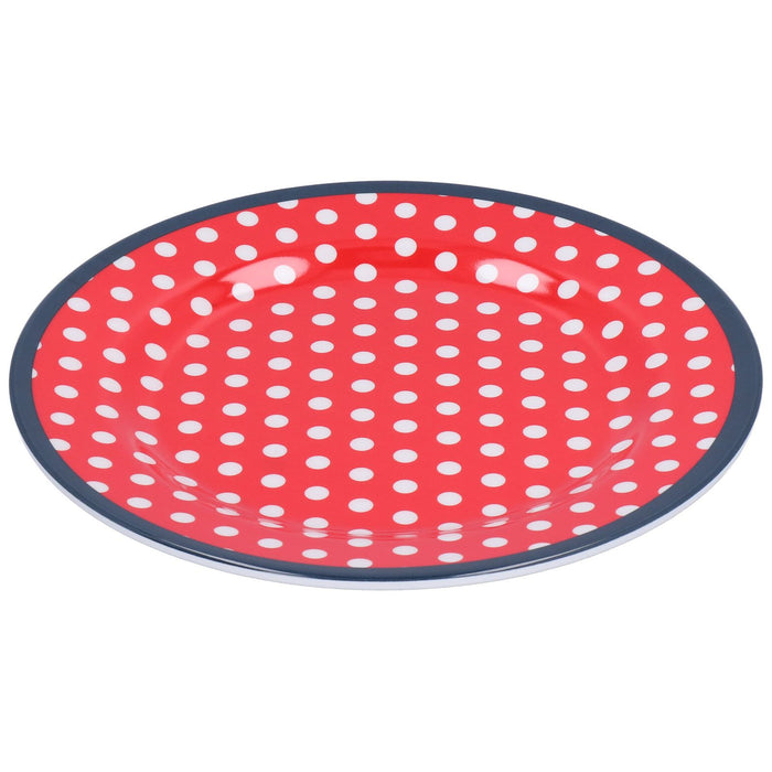 9in Imitation Porcelain Dinner Plate Decorative Reusable Snack Plate Lightweight Tableware for Cakes FruitRed Dot