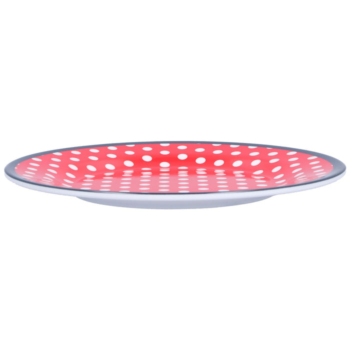 9in Imitation Porcelain Dinner Plate Decorative Reusable Snack Plate Lightweight Tableware for Cakes FruitRed Dot