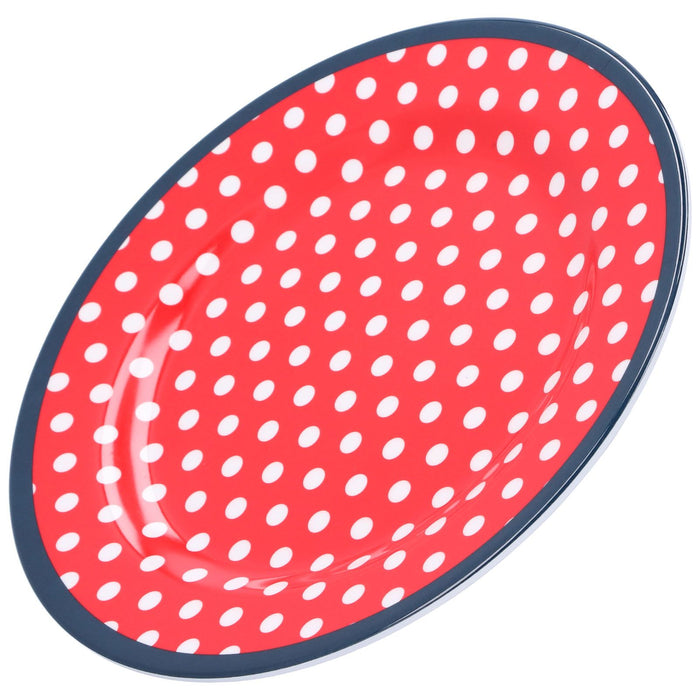 9in Imitation Porcelain Dinner Plate Decorative Reusable Snack Plate Lightweight Tableware for Cakes FruitRed Dot