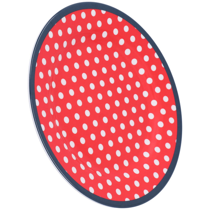 9in Imitation Porcelain Dinner Plate Decorative Reusable Snack Plate Lightweight Tableware for Cakes FruitRed Dot