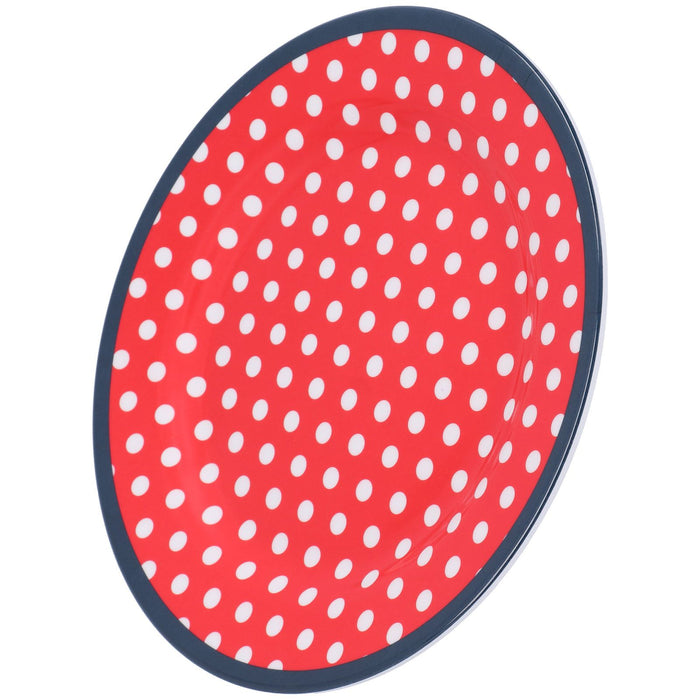 9in Imitation Porcelain Dinner Plate Decorative Reusable Snack Plate Lightweight Tableware for Cakes FruitRed Dot
