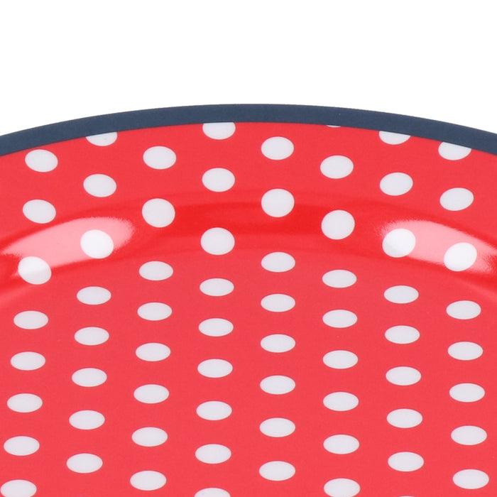 9in Imitation Porcelain Dinner Plate Decorative Reusable Snack Plate Lightweight Tableware for Cakes FruitRed Dot
